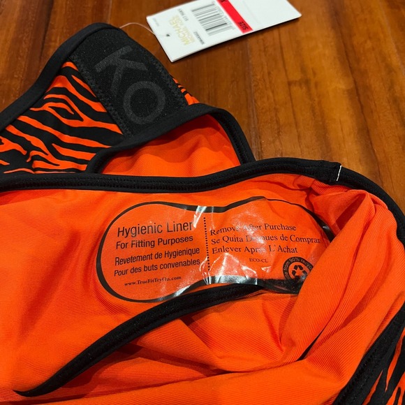 Michael Kors Bikini Swim Bottom Black Zebra Animal Print Ruby Orange Red New XS - Picture 6 of 6